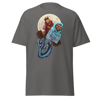 ALF ET Bike Moon T-Shirt – 80s Movie Parody Mashup Tee - Charcoal - T-Shirts Online