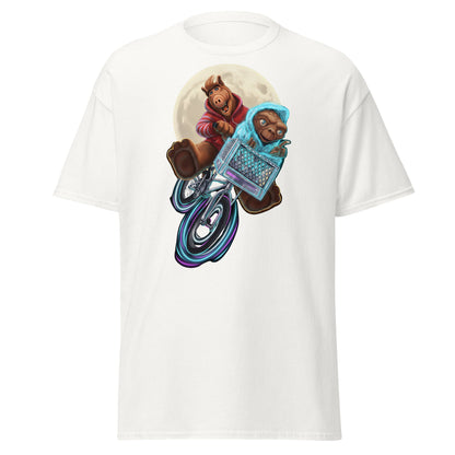 ALF ET Bike Moon T-Shirt – 80s Movie Parody Mashup Tee - White - T-Shirts Online