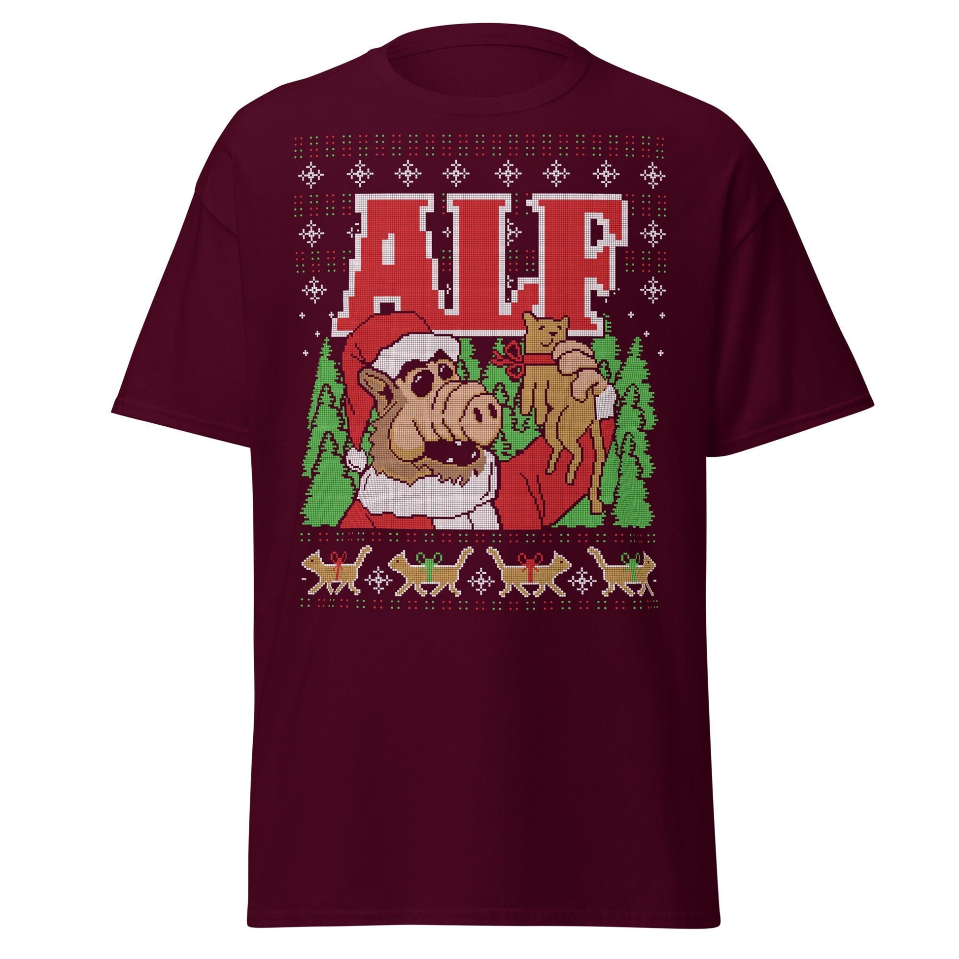 ALF Ugly Christmas T-Shirt - Maroon - T-Shirts Online