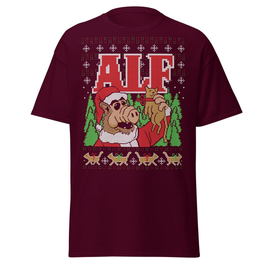 ALF Ugly Christmas T-Shirt - Maroon - T-Shirts Online