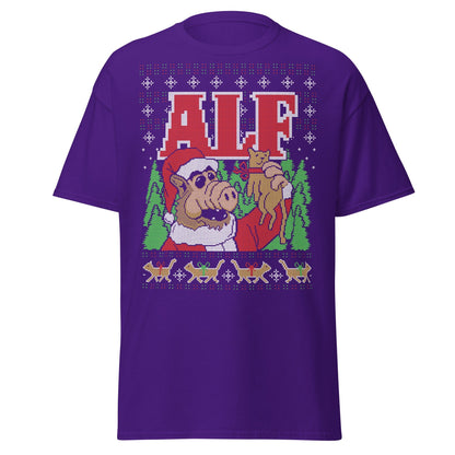 ALF Ugly Christmas T-Shirt - Purple - T-Shirts Online