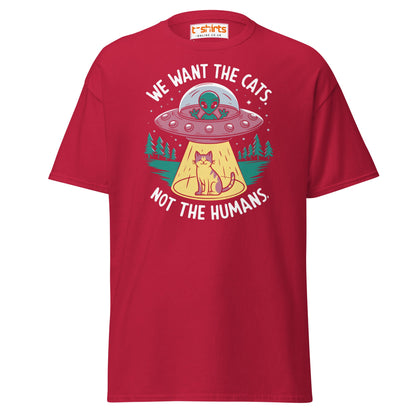 Alien Cat Abduction T-Shirt | Funny UFO Tee - Cardinal - T-Shirts Online