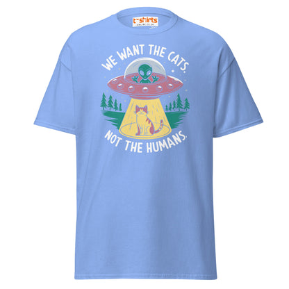 Alien Cat Abduction T-Shirt | Funny UFO Tee - Carolina Blue - T-Shirts Online