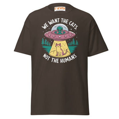 Alien Cat Abduction T-Shirt | Funny UFO Tee - Dark Chocolate - T-Shirts Online