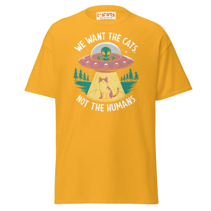 Alien Cat Abduction T-Shirt | Funny UFO Tee - Gold - T-Shirts Online
