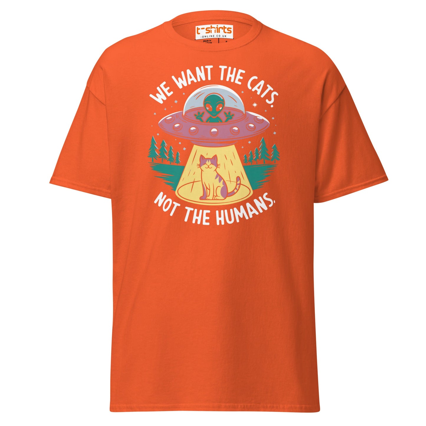 Alien Cat Abduction T-Shirt | Funny UFO Tee - Orange - T-Shirts Online