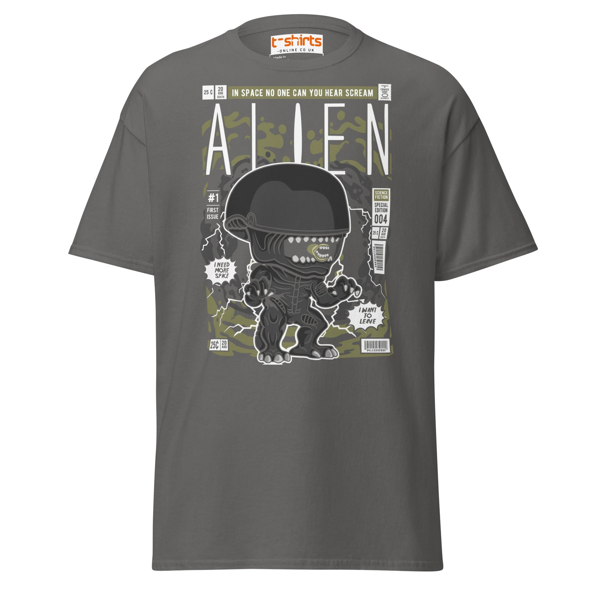 Alien Funko Style Sci - Fi T-Shirt - Charcoal - T-Shirts Online