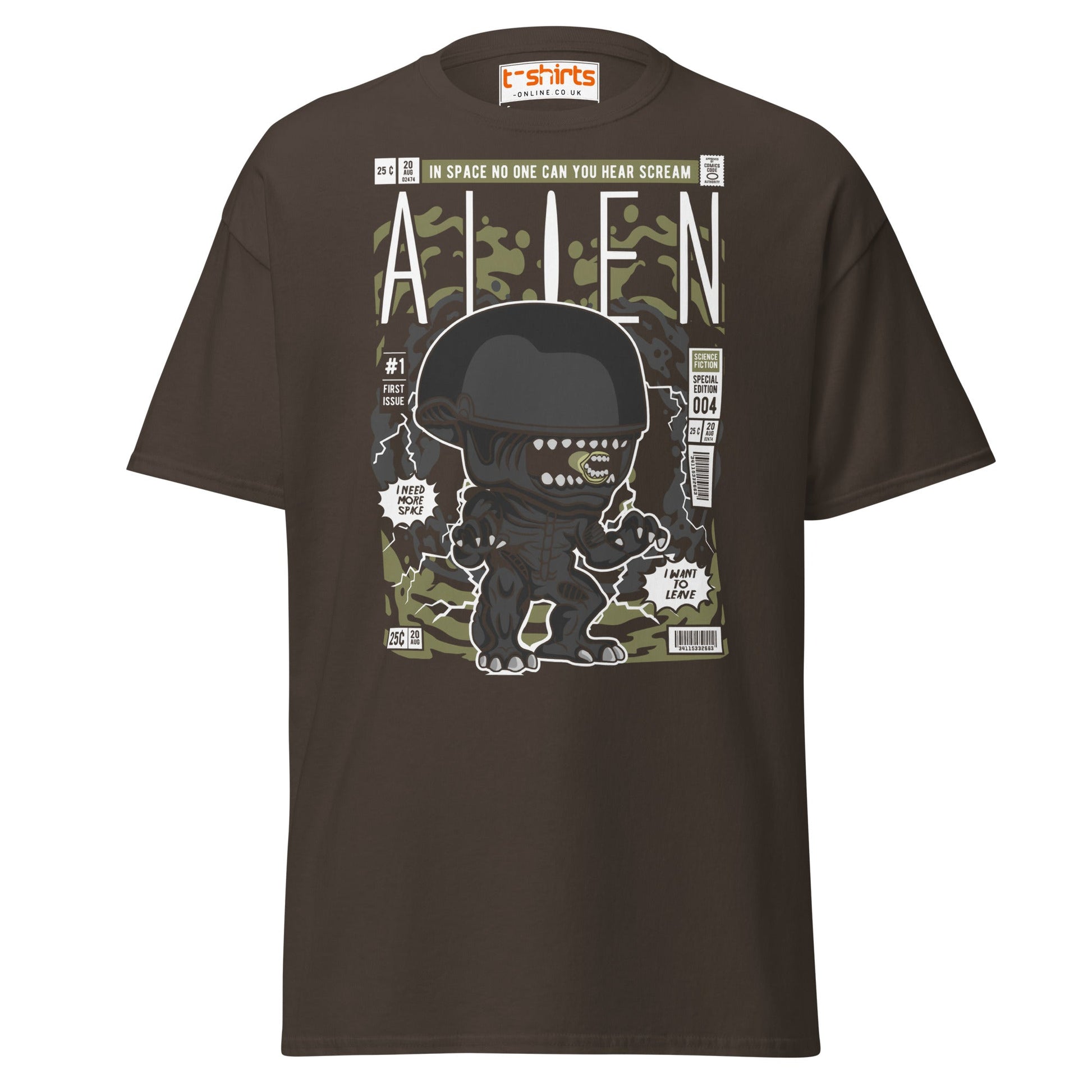 Alien Funko Style Sci - Fi T-Shirt - Dark Chocolate - T-Shirts Online