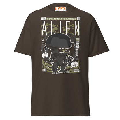 Alien Funko Style Sci - Fi T-Shirt - Dark Chocolate - T-Shirts Online