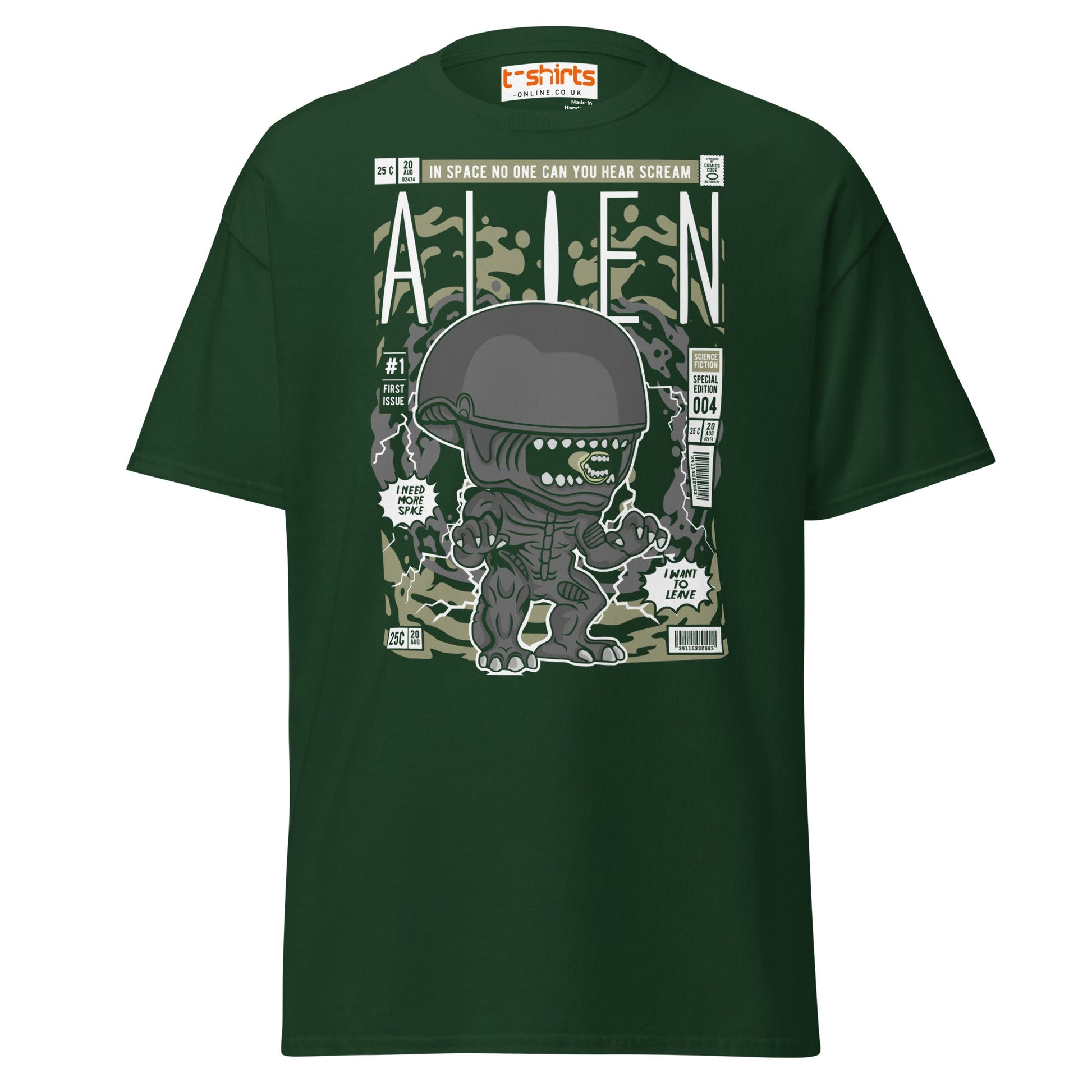 Alien Funko Style Sci - Fi T-Shirt - Forest Green - T-Shirts Online