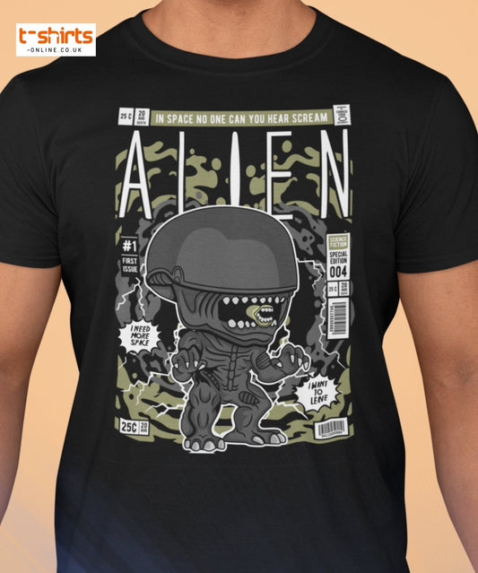 Alien Funko Style Sci - Fi T-Shirt - Maroon - T-Shirts Online