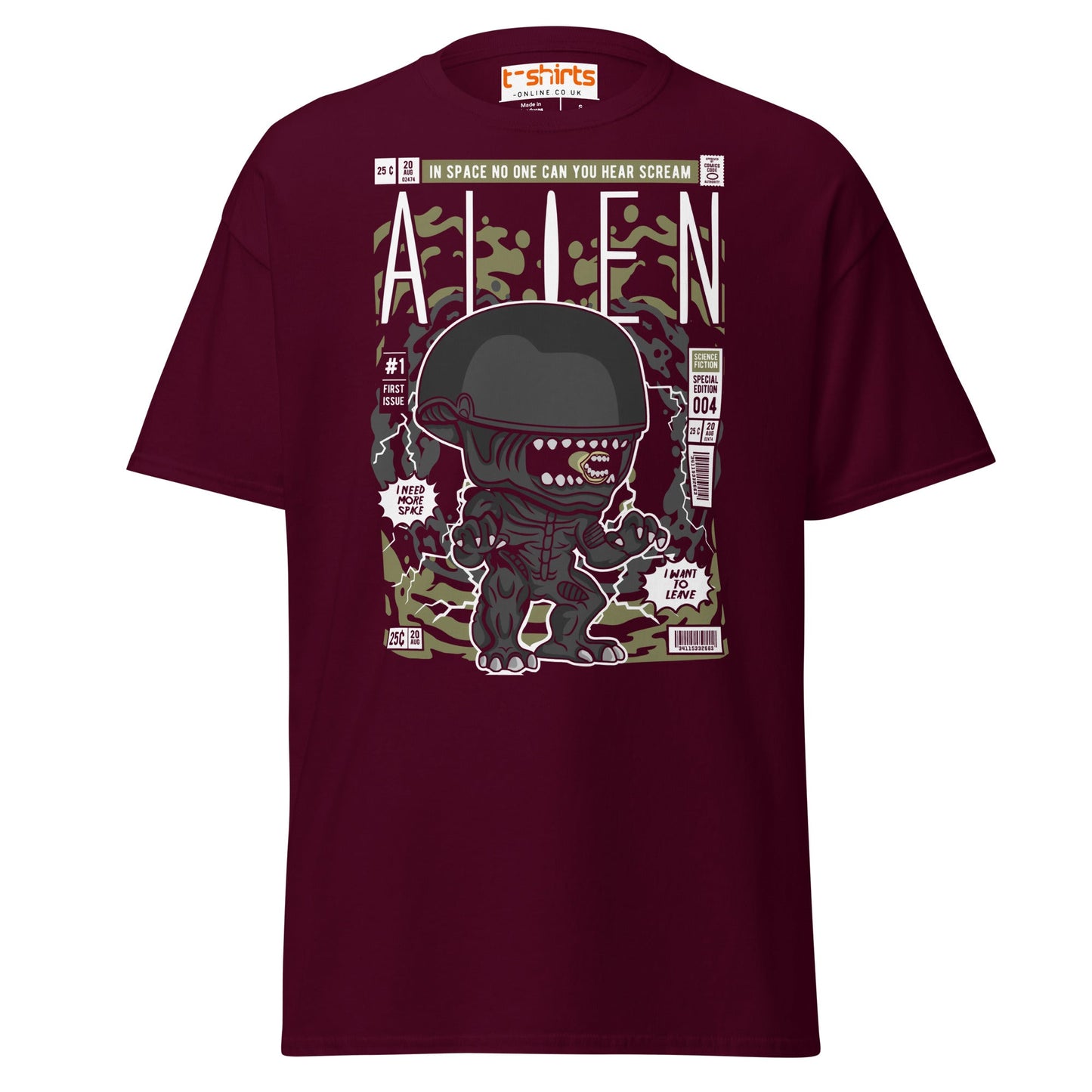 Alien Funko Style Sci - Fi T-Shirt - Maroon - T-Shirts Online