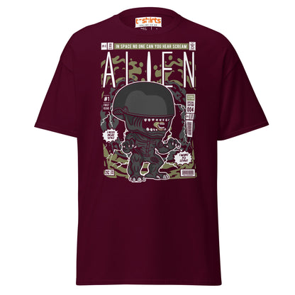 Alien Funko Style Sci - Fi T-Shirt - Maroon - T-Shirts Online