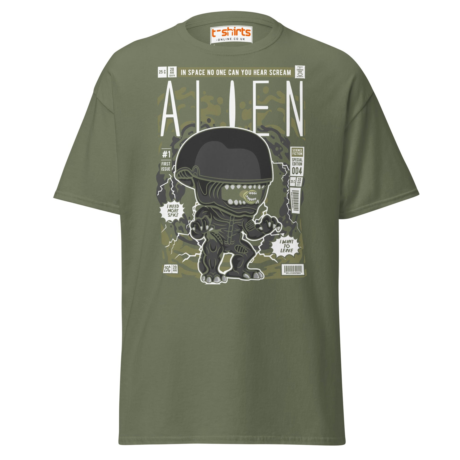 Alien Funko Style Sci - Fi T-Shirt - Military Green - T-Shirts Online