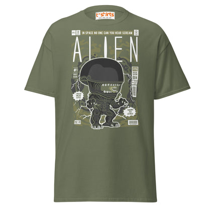 Alien Funko Style Sci - Fi T-Shirt - Military Green - T-Shirts Online