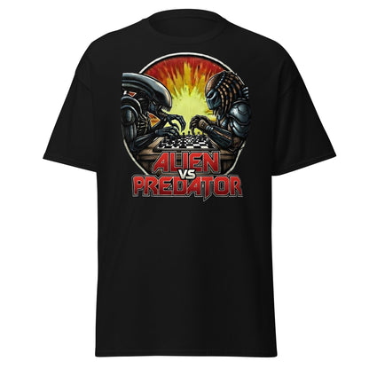 Alien vs Predator Chess T-Shirt | Epic Sci - Fi Crossover Tee - Black - T-Shirts Online