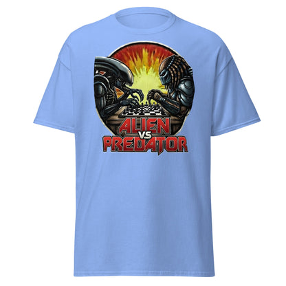 Alien vs Predator Chess T-Shirt | Epic Sci - Fi Crossover Tee - Carolina Blue - T-Shirts Online