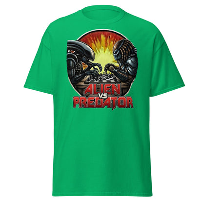 Alien vs Predator Chess T-Shirt | Epic Sci - Fi Crossover Tee - Irish Green - T-Shirts Online