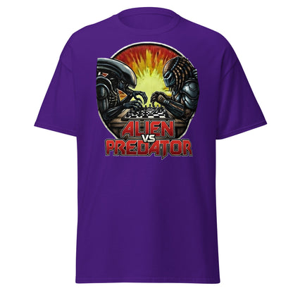 Alien vs Predator Chess T-Shirt | Epic Sci - Fi Crossover Tee - Purple - T-Shirts Online