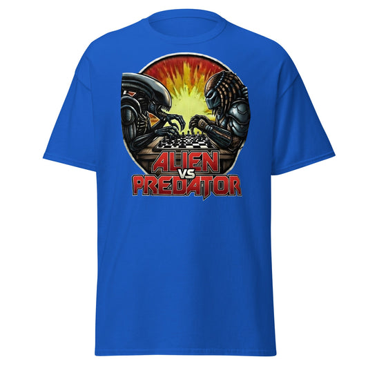 Alien vs Predator Chess T-Shirt | Epic Sci - Fi Crossover Tee - Royal - T-Shirts Online