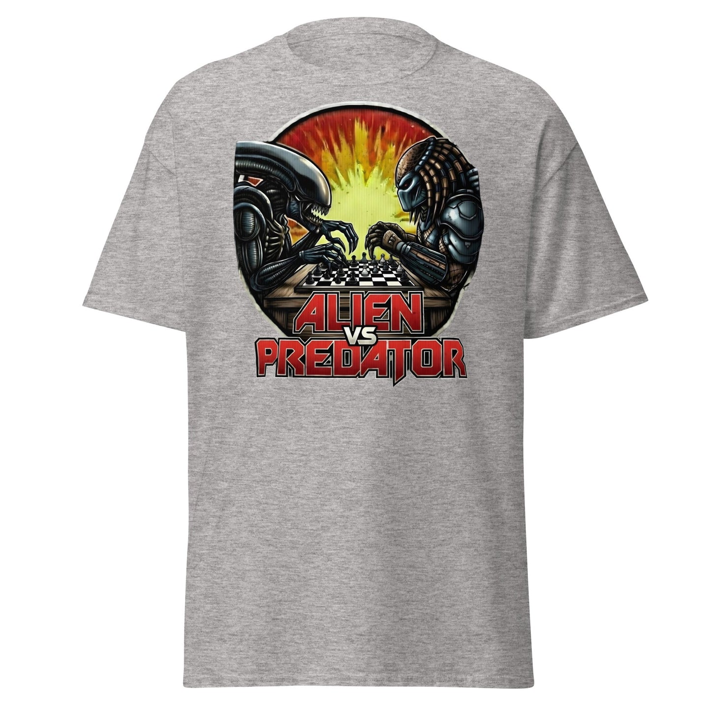 Alien vs Predator Chess T-Shirt | Epic Sci - Fi Crossover Tee - Sport Grey - T-Shirts Online