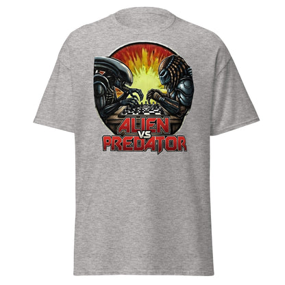 Alien vs Predator Chess T-Shirt | Epic Sci - Fi Crossover Tee - Sport Grey - T-Shirts Online