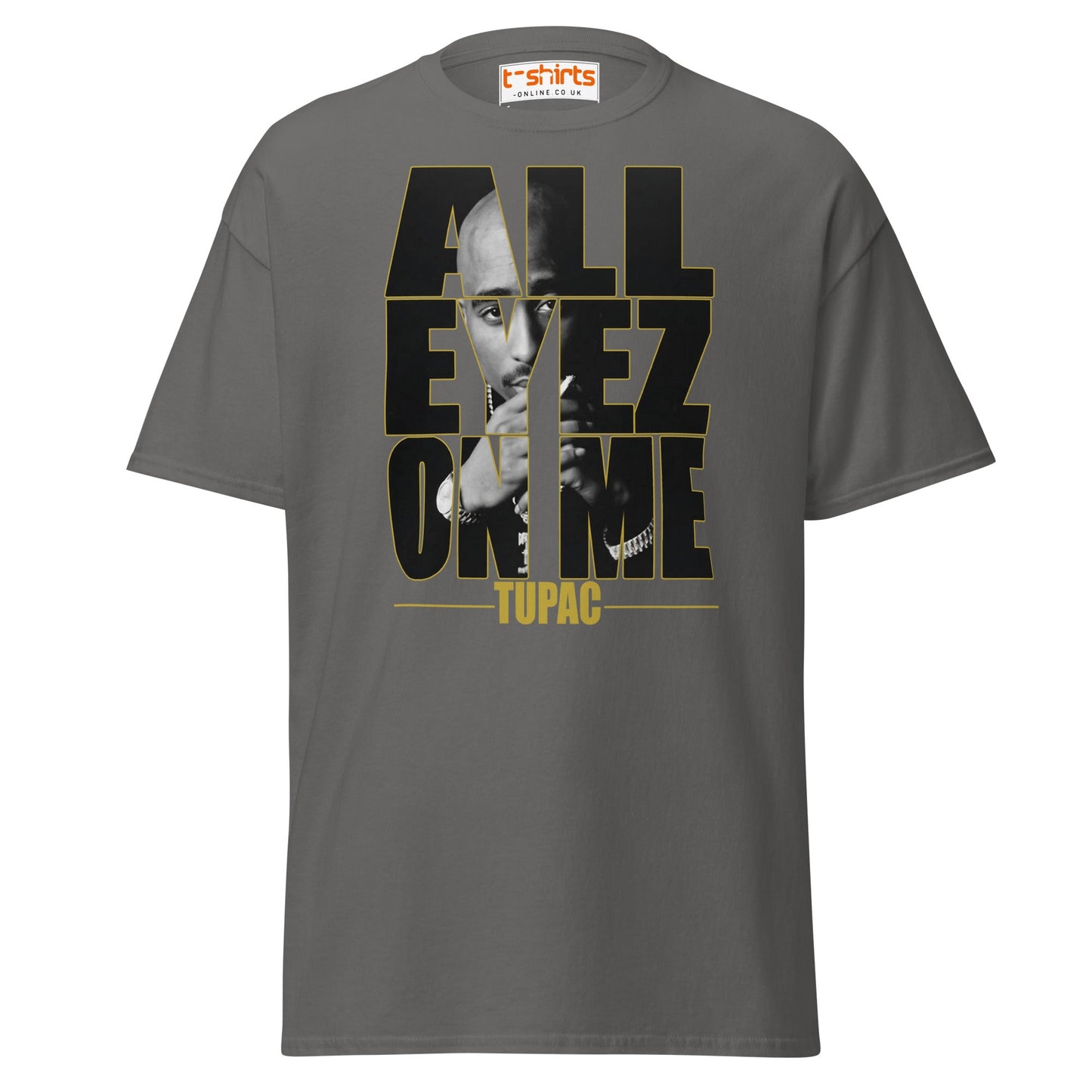All Eyez On Me T-Shirt | Hip Hop Style Graphic Tee - Charcoal - T-Shirts Online