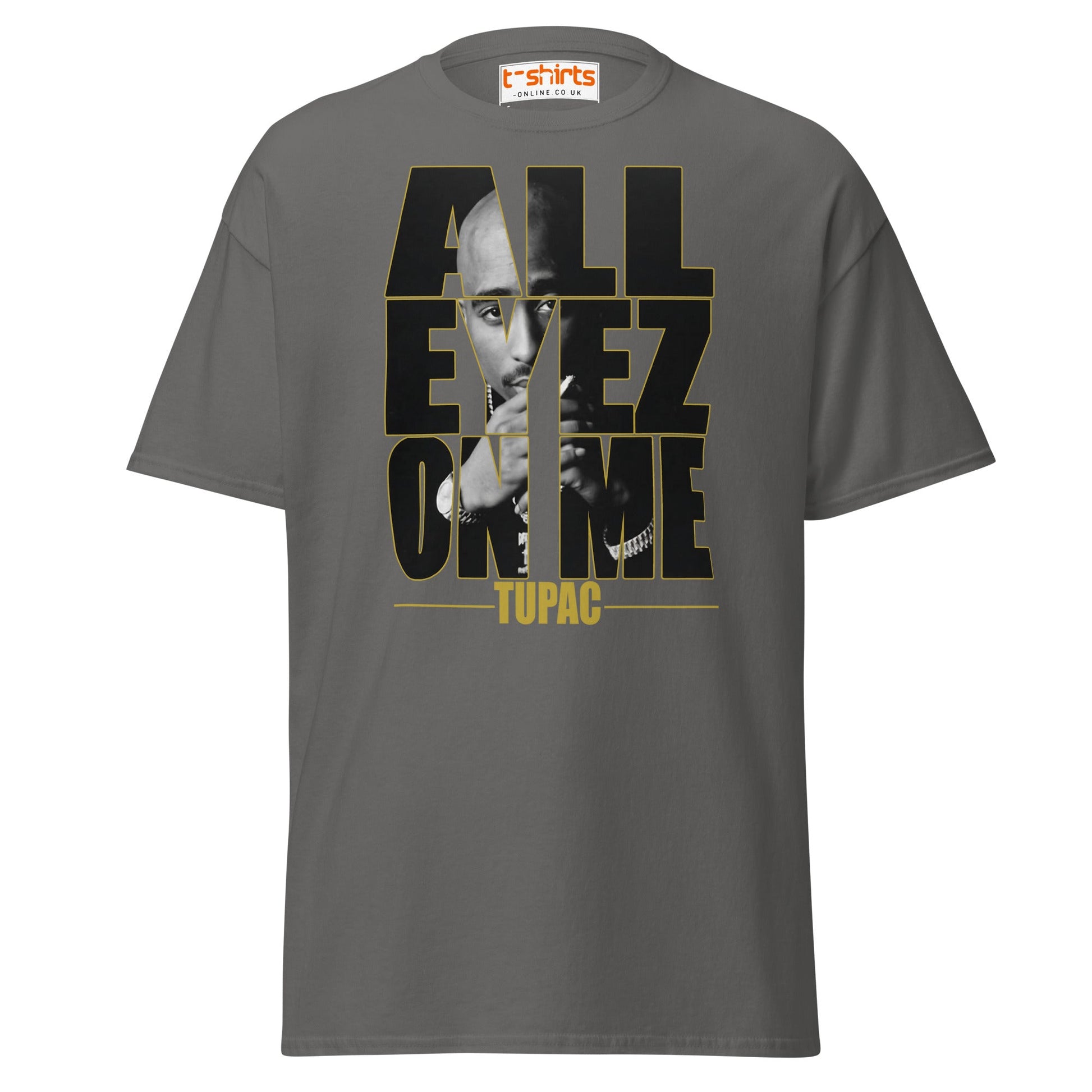 All Eyez On Me T-Shirt | Hip Hop Style Graphic Tee - Charcoal - T-Shirts Online