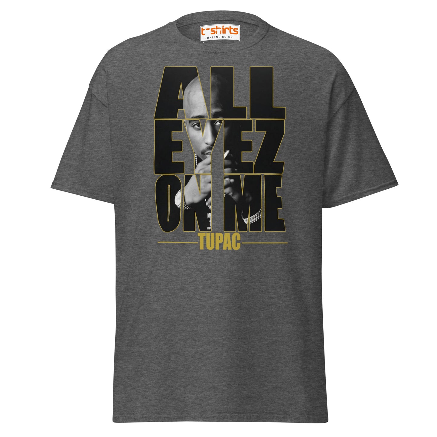 All Eyez On Me T-Shirt | Hip Hop Style Graphic Tee - Dark Heather - T-Shirts Online