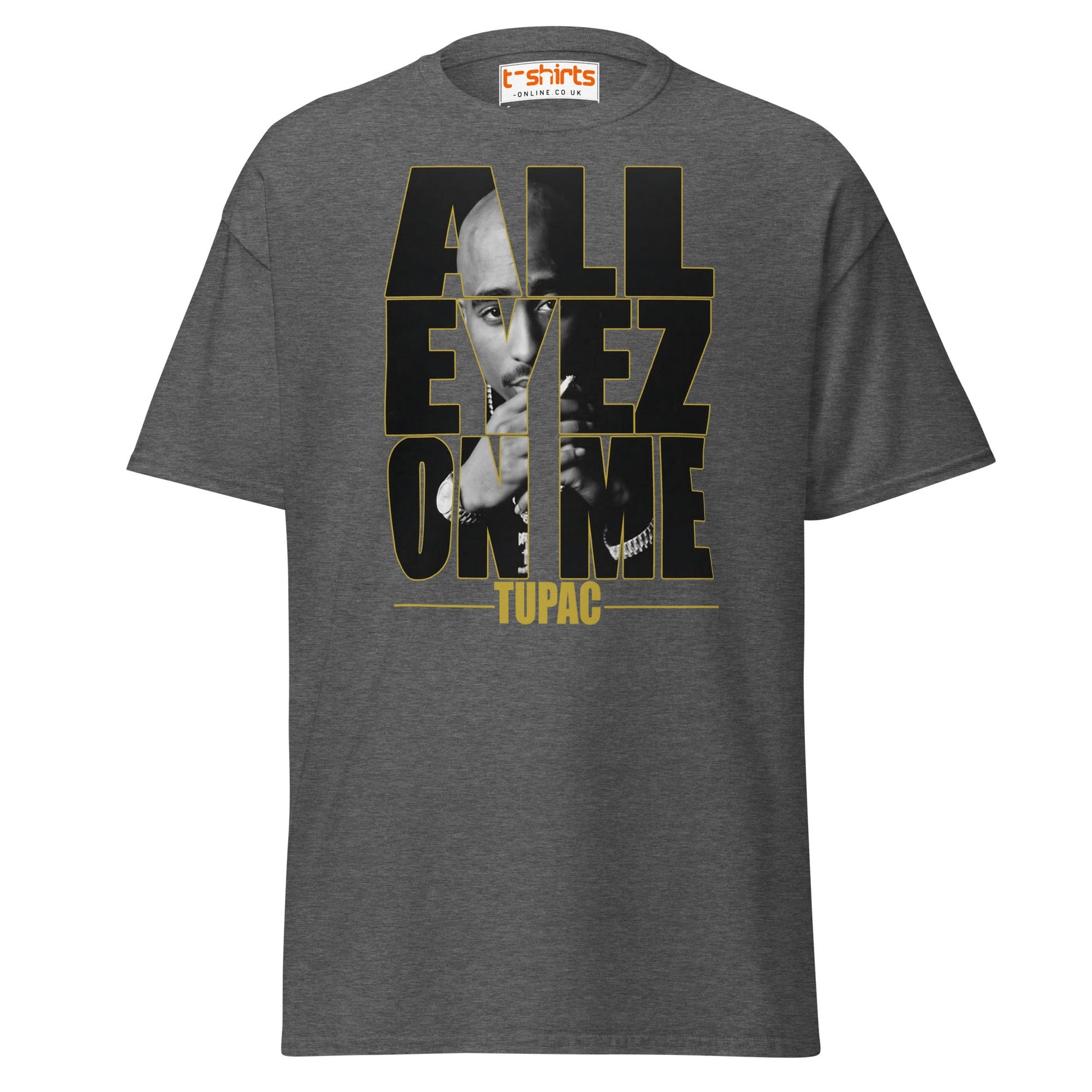 All Eyez On Me T-Shirt | Hip Hop Style Graphic Tee - Dark Heather - T-Shirts Online