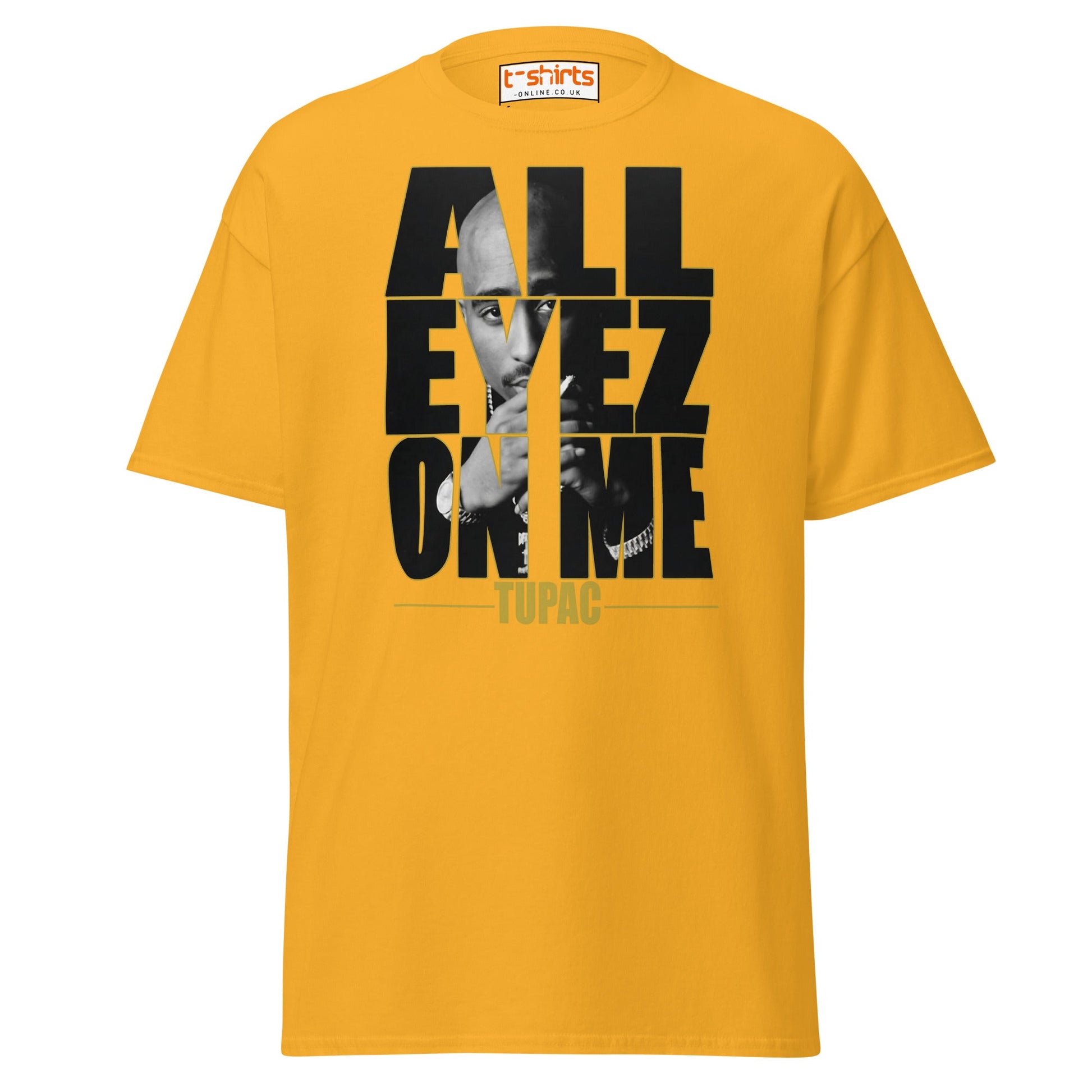 All Eyez On Me T-Shirt | Hip Hop Style Graphic Tee - Gold - T-Shirts Online