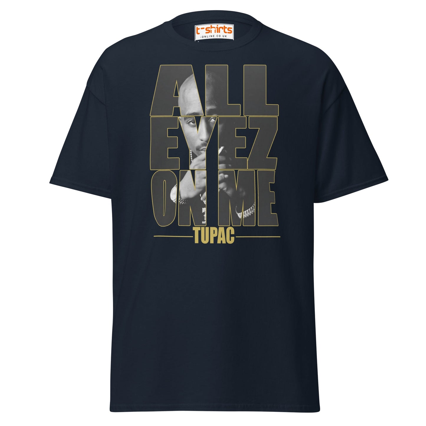 All Eyez On Me T-Shirt | Hip Hop Style Graphic Tee - Navy - T-Shirts Online