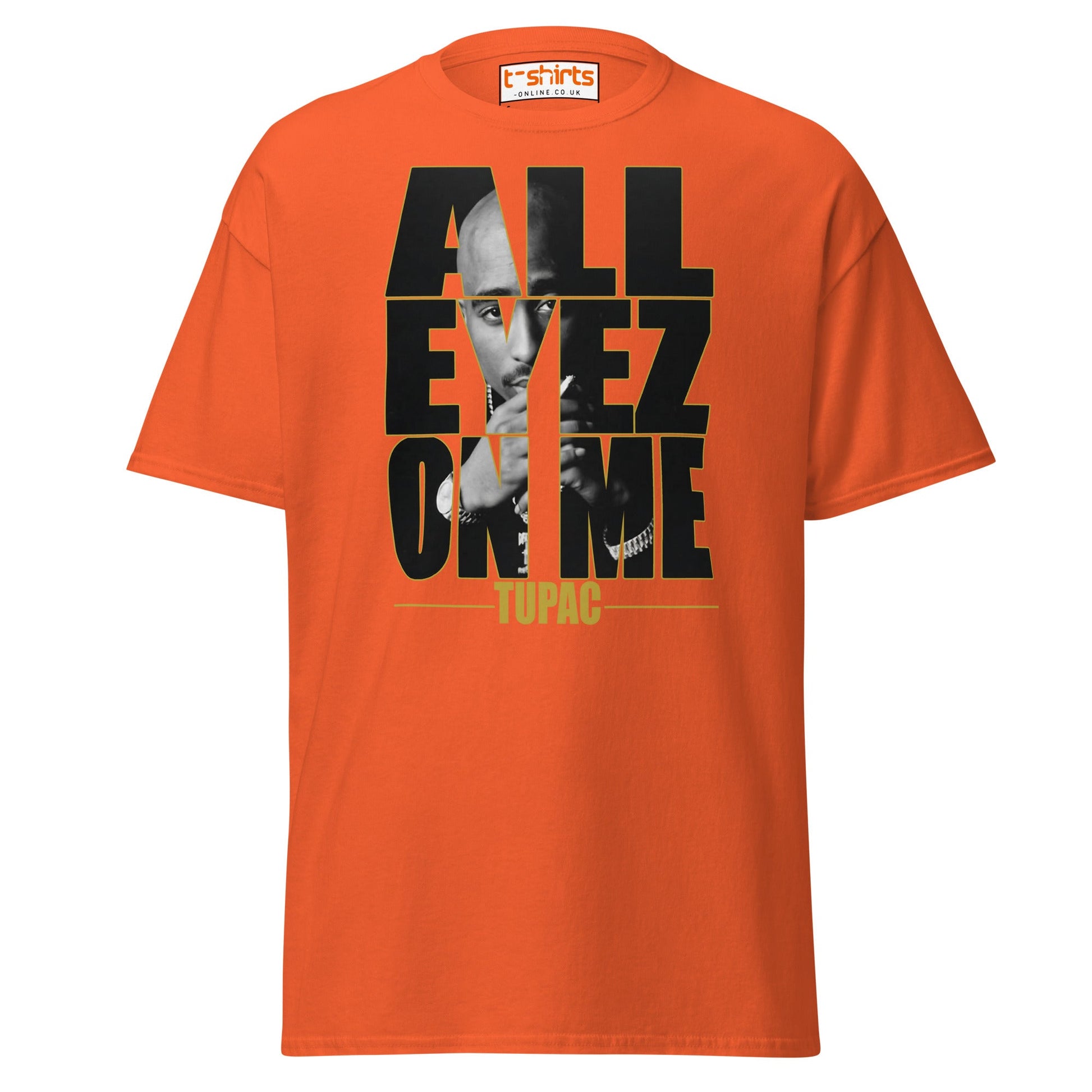 All Eyez On Me T-Shirt | Hip Hop Style Graphic Tee - Orange - T-Shirts Online