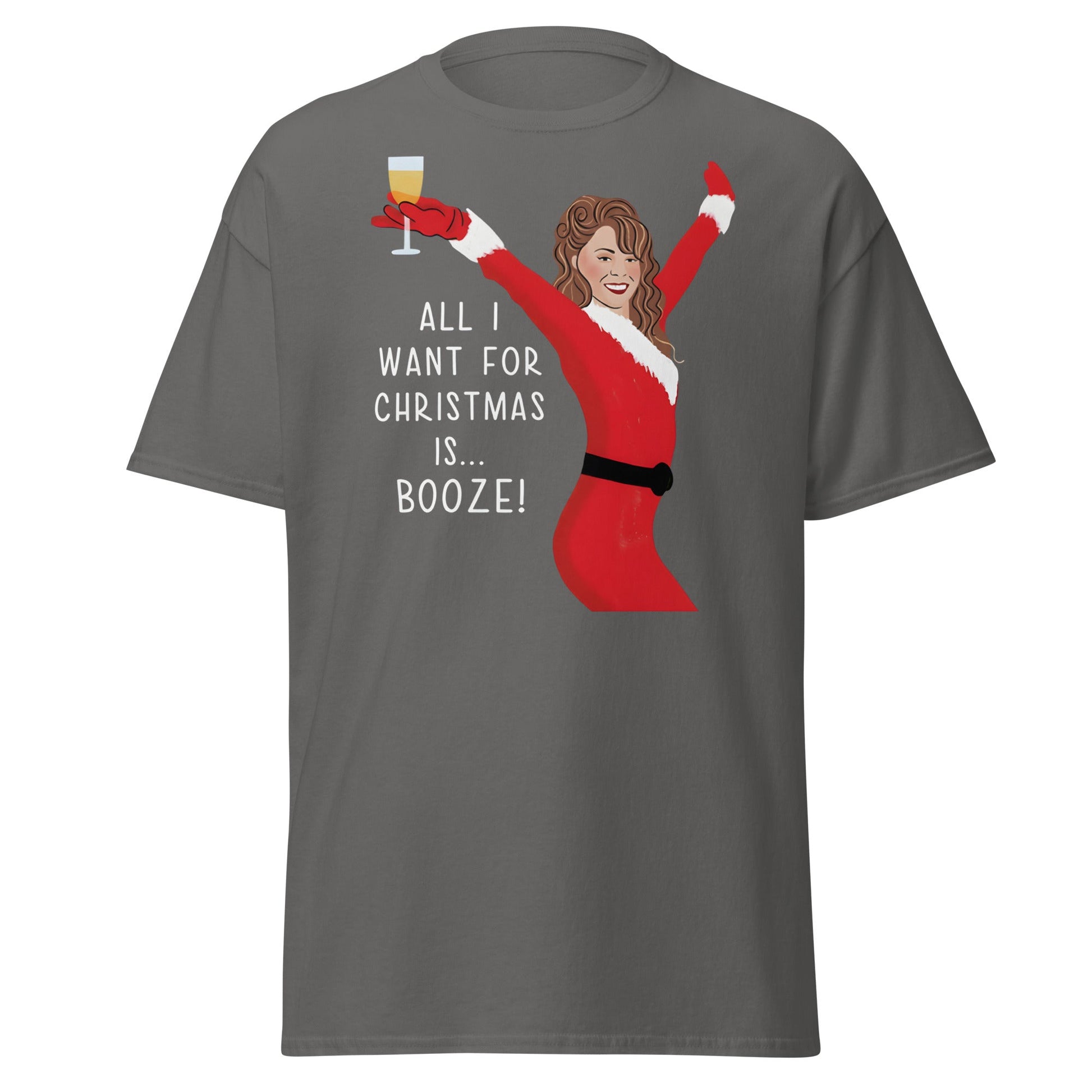 All I Want for Christmas is Booze T-Shirt - Charcoal - T-Shirts Online