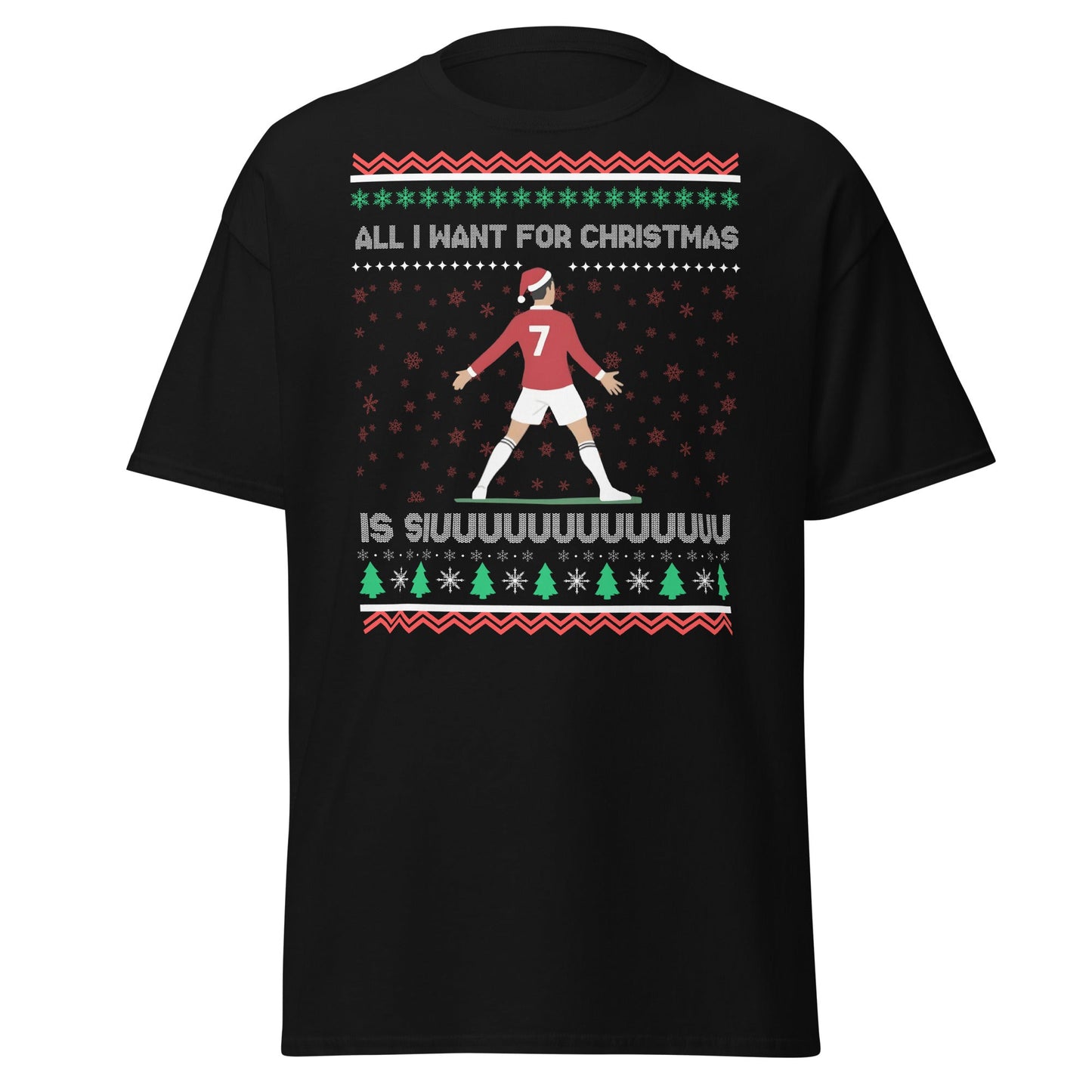 All I Want for Christmas Is Siuuu Football Xmas Tee - Black - T-Shirts Online