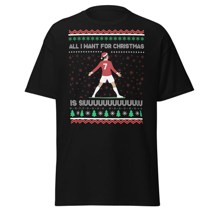 All I Want for Christmas Is Siuuu Football Xmas Tee - Black - T-Shirts Online