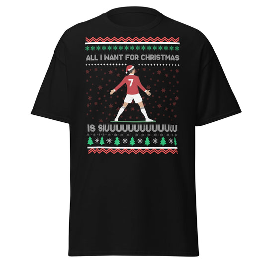 All I Want for Christmas Is Siuuu Football Xmas Tee - Black - T-Shirts Online