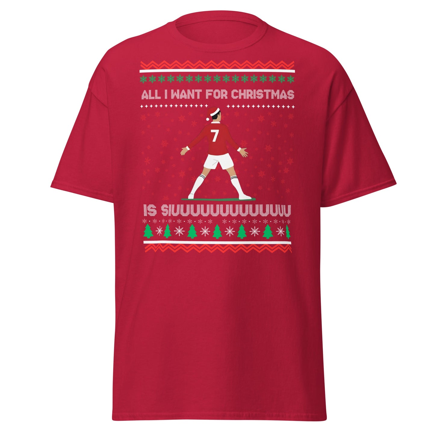 All I Want for Christmas Is Siuuu Football Xmas Tee - Cardinal - T-Shirts Online