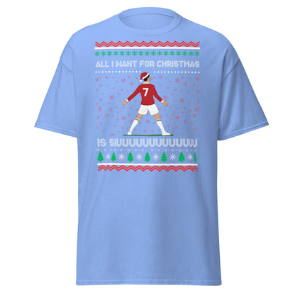 All I Want for Christmas Is Siuuu Football Xmas Tee - Carolina Blue - T-Shirts Online