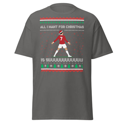 All I Want for Christmas Is Siuuu Football Xmas Tee - Charcoal - T-Shirts Online
