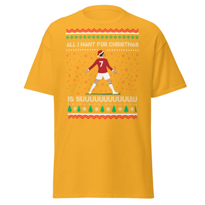 All I Want for Christmas Is Siuuu Football Xmas Tee - Gold - T-Shirts Online