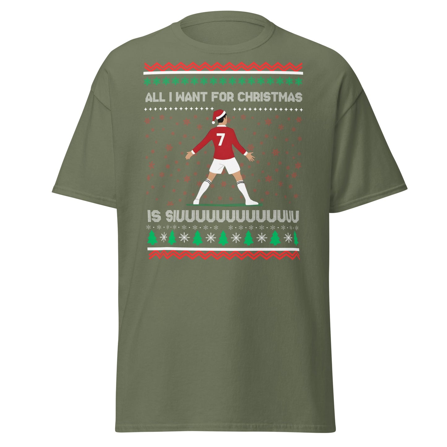 All I Want for Christmas Is Siuuu Football Xmas Tee - Military Green - T-Shirts Online