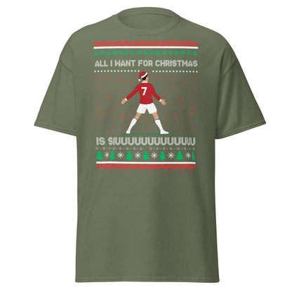 All I Want for Christmas Is Siuuu Football Xmas Tee - Military Green - T-Shirts Online