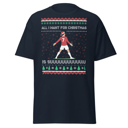 All I Want for Christmas Is Siuuu Football Xmas Tee - Navy - T-Shirts Online