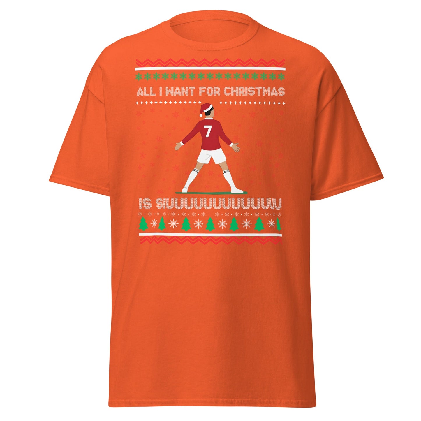 All I Want for Christmas Is Siuuu Football Xmas Tee - Orange - T-Shirts Online