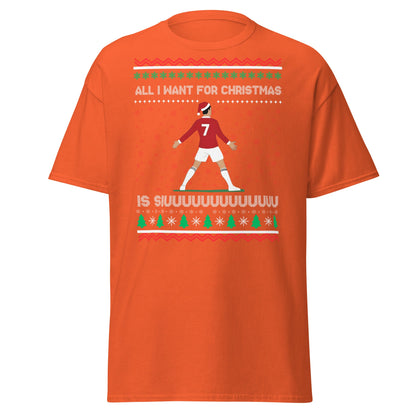 All I Want for Christmas Is Siuuu Football Xmas Tee - Orange - T-Shirts Online