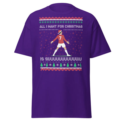 All I Want for Christmas Is Siuuu Football Xmas Tee - Purple - T-Shirts Online