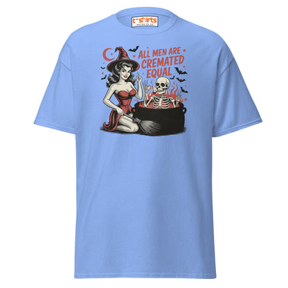 All Men Are Cremated Equal Funny Witch T-Shirt - Carolina Blue - T-Shirts Online