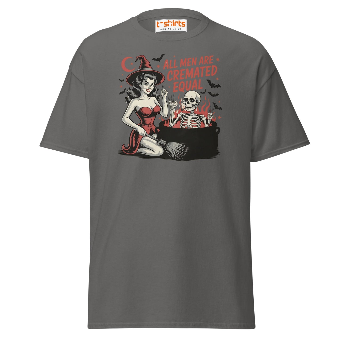 All Men Are Cremated Equal Funny Witch T-Shirt - Charcoal - T-Shirts Online