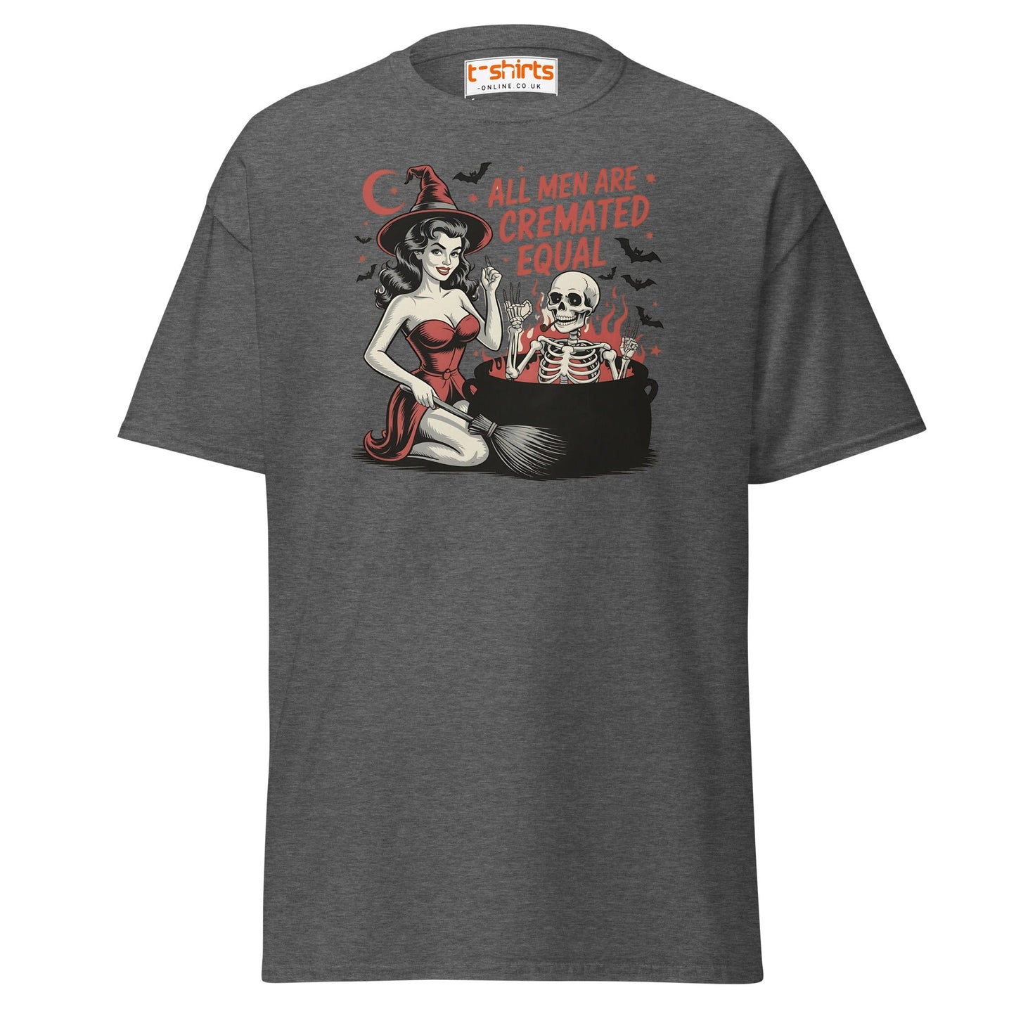 All Men Are Cremated Equal Funny Witch T-Shirt - Dark Heather - T-Shirts Online